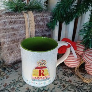 Anthropologie Bundle Up Monogram Holiday Mug "R"